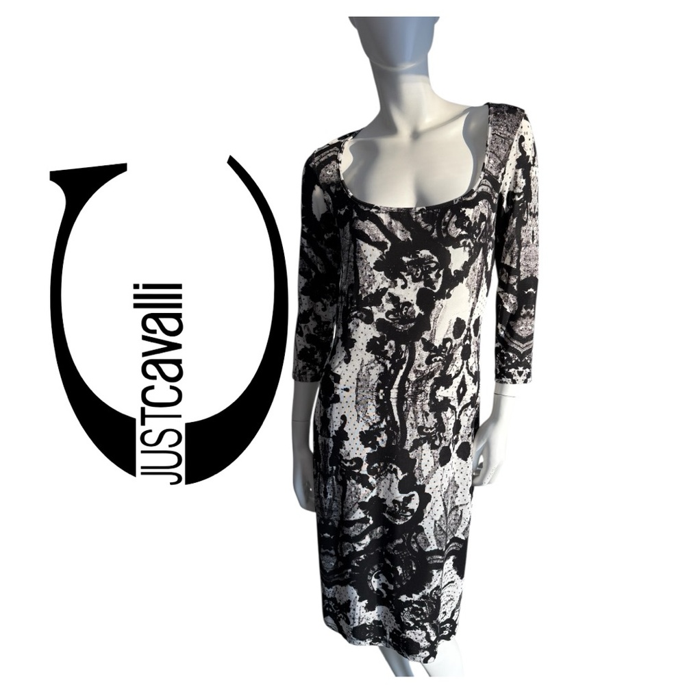 Just Cavalli Monochrome Abstract Dress